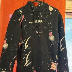 Hollister Black Hoodie with Pink and White Accents